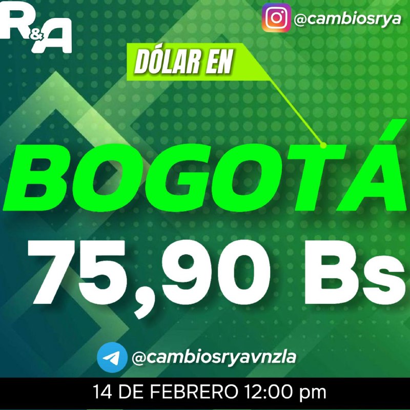 Dolar en Bogotá 75,90 Bs hoy …