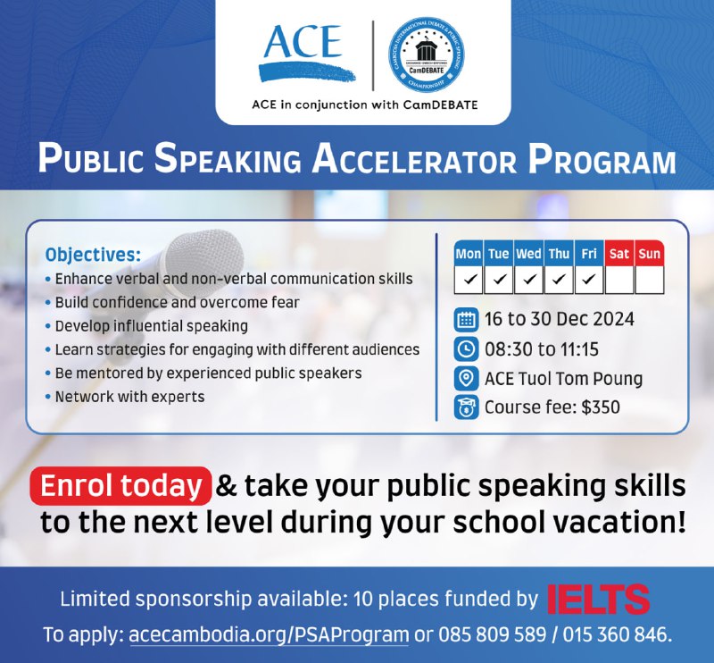 Enrol today in the Public Speaking …