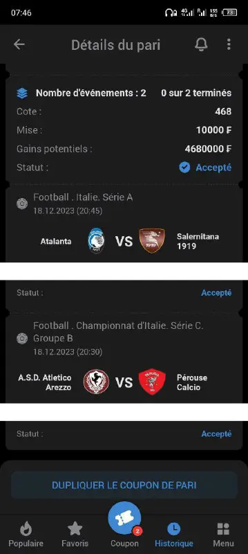 MATCHS DU JOUR DISPONIBLE ***✨******🏆******✅***