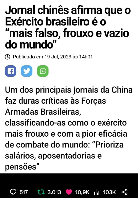 Concordo plenamente com esse jornal chinês, …