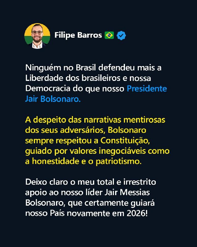 Deixo claro meu total apoio ao …