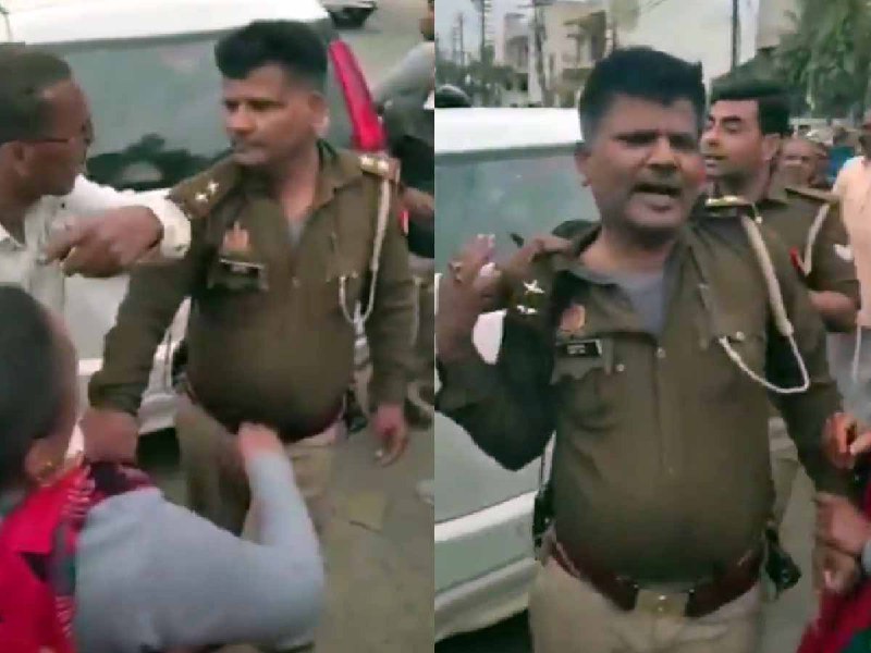 *सड़क पर दरोगा से हाथापाई, कॉलर …