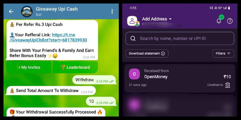 *****🔥*** New Giveaway Upi Cash Bot …