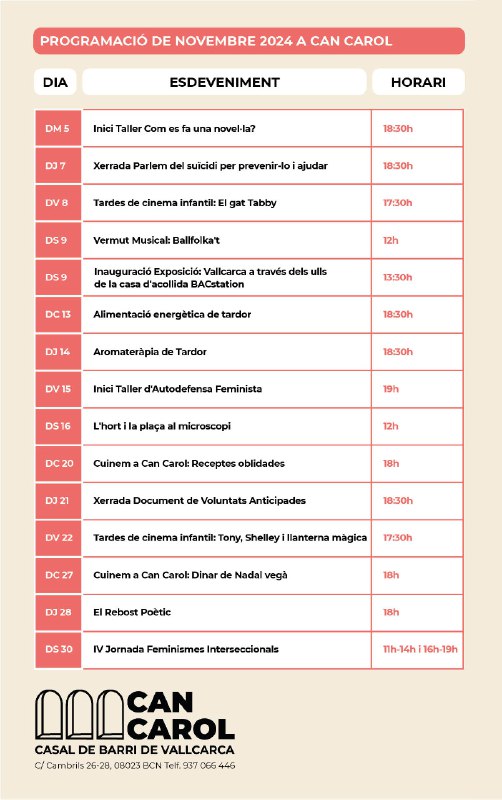 ***👋*** Veïnes! Novembre a Can Carol …