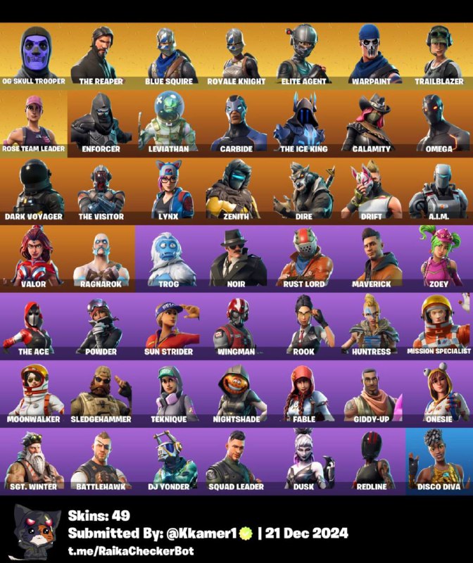 49 skins + og skull + …