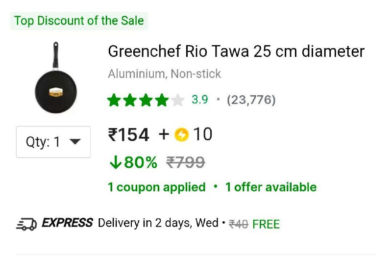 GRAB : Greenchef Non Stick Tawa …