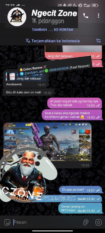 Order cheat bonus akun lvl tiga …