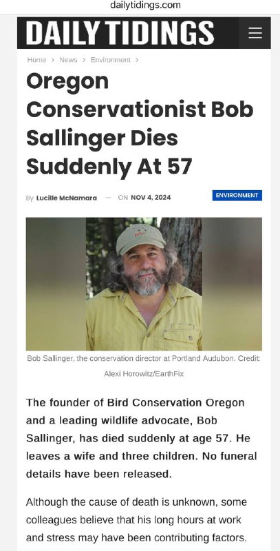 **Oregon Conservationist Bob Sallinger Dies Suddenly …