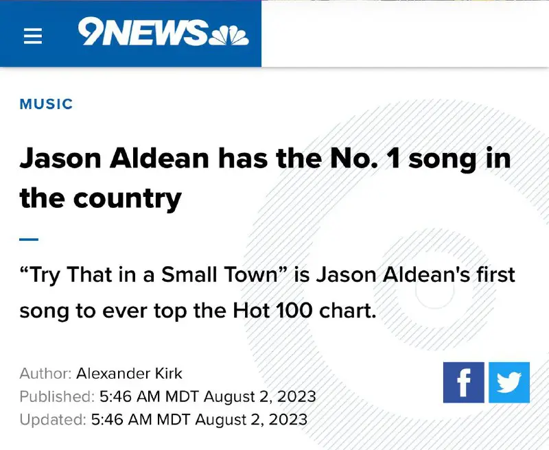 Jason Aldean has the No. 1 …