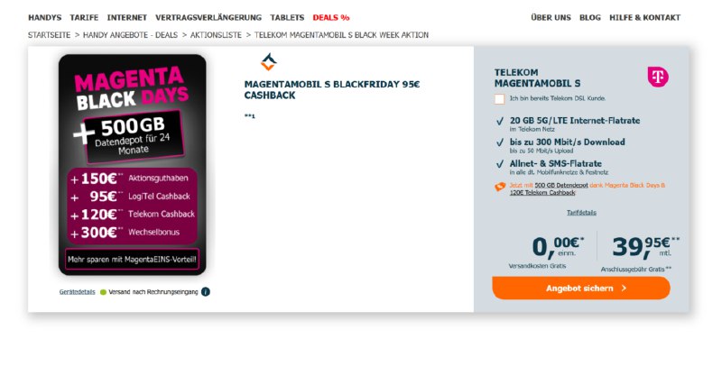 **Telekom MagentaMobil S mit 40GB 5G …