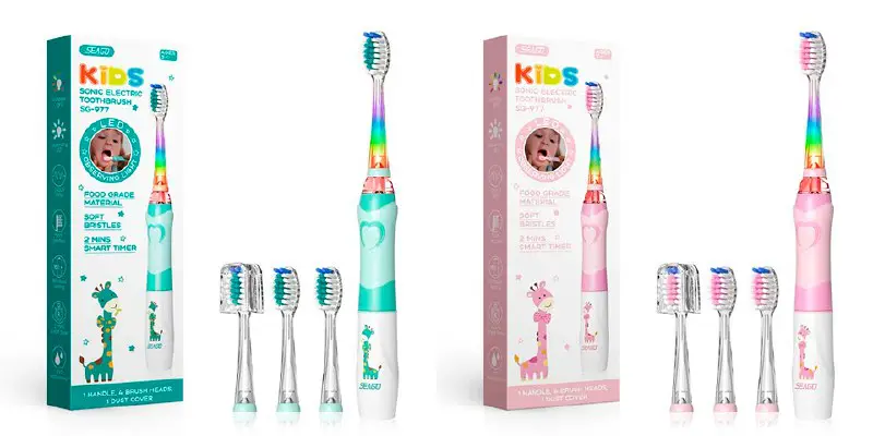 [***🏆***](https://i.ibb.co/Fx14FCD/1.png) SEAGO Electric Toothbrush Kids Battery with Colorful LED Waterproof Sonic Brush Soft Bristles Teeth Cleaning Oral Care Child