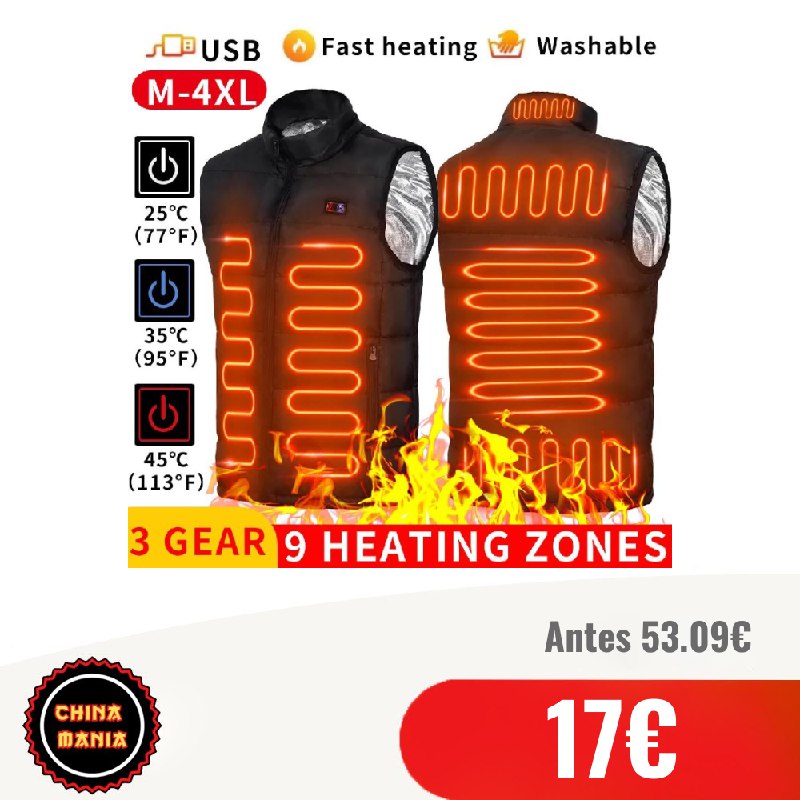 **Chaqueta calefactora eléctrica para hombre y …