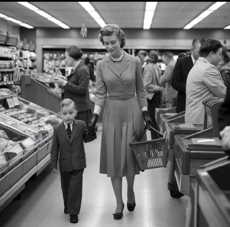 Grocery shopping in the 50’s. Quite …