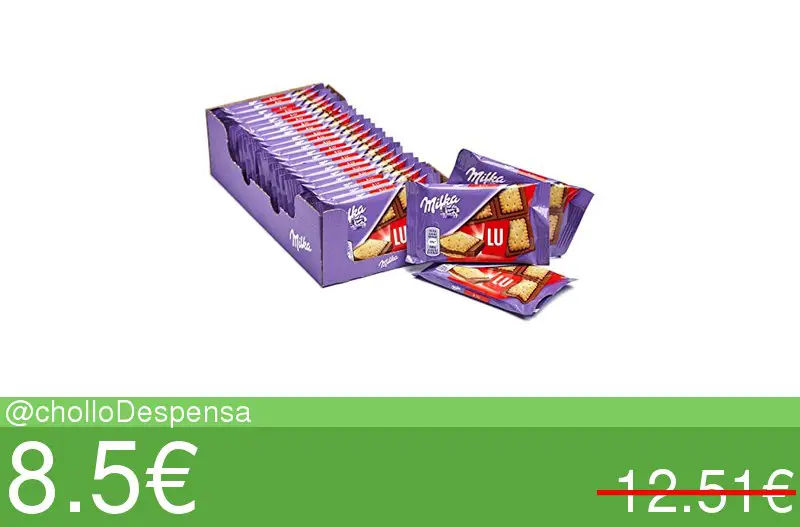 Milka LU Mini Tableta de Chocolate con Leche de los Alpes Cubierta con Galletas LU Formato Bolsillo - Pack de …