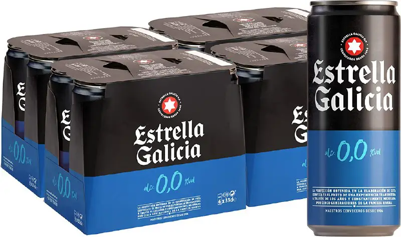 *****🖤***** **OFERTÓN***‼️*** Pack 48 Latas Estrella Galicia 0,0 - Cerveza Lager sin Alcohol 33 cl**[.](https://m.media-amazon.com/images/I/81eZ-+QkU-L._AC_SL1500_.jpg)[#Amazon](?q=%23Amazon)