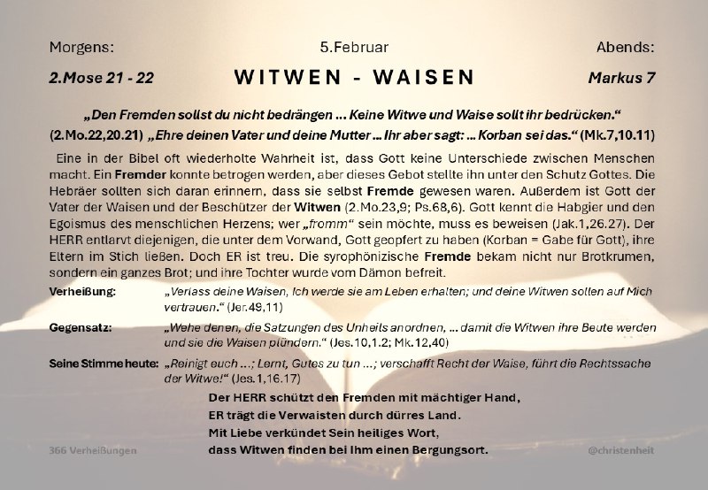 ***📆*** 5.Februar: **WITWEN - WAISEN**