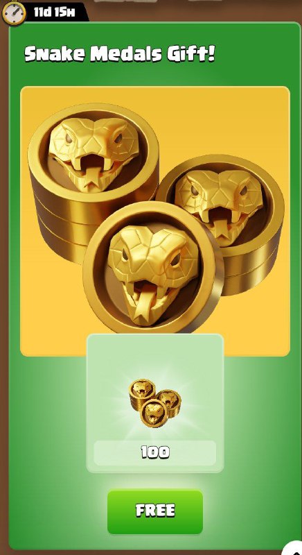 **Free 100 Snake Medals**