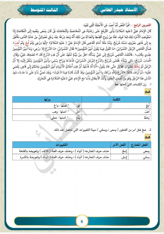حيدڔ الطائي/اللغة العربية