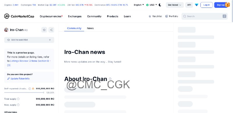 [**New Coin Found in Coinmarketcap**](https://coinmarketcap.com/currencies/iro-chan/) **Name:** …