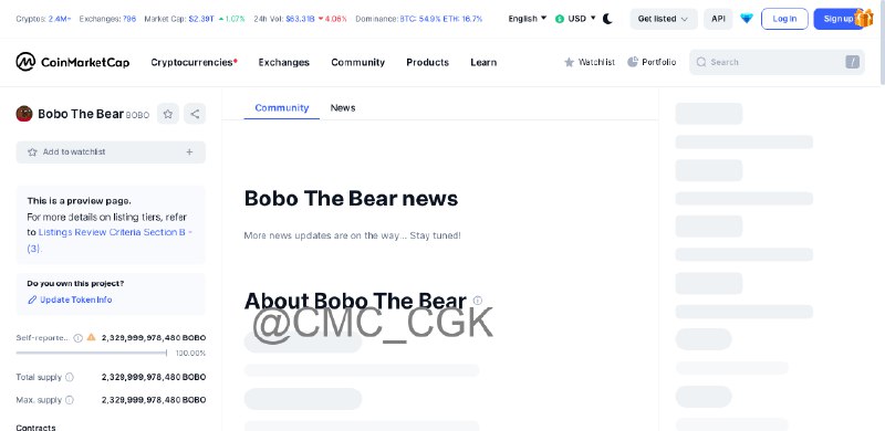 [**New Coin Found in Coinmarketcap**](https://coinmarketcap.com/currencies/bobo-the-bear/) **Name:** …