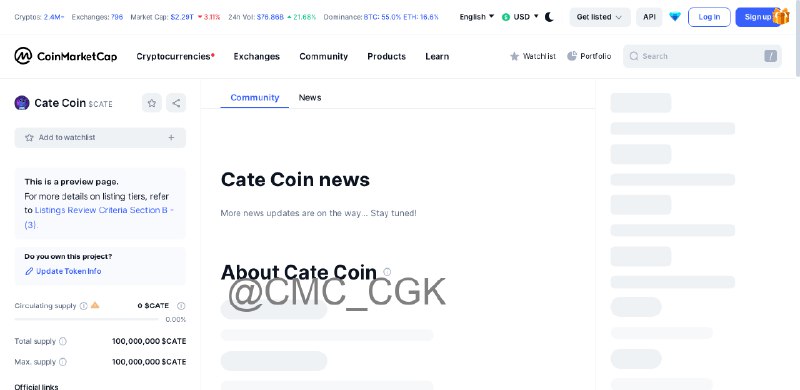 [**New Coin Found in Coinmarketcap**](https://coinmarketcap.com/currencies/cate-coin/) **Name:** …