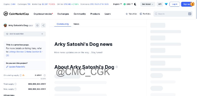 [**New Coin Found in Coinmarketcap**](https://coinmarketcap.com/currencies/arky-satoshis-dog/) **Name:** …