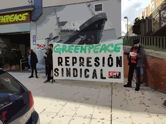 **CNT-AIT se concentra ante Greenpeace por …