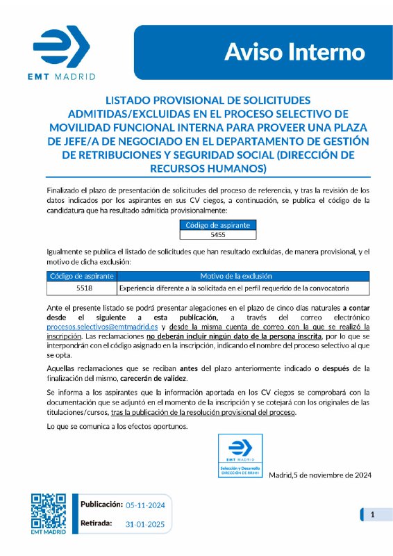 ***👉*** Publicada la información referente al …