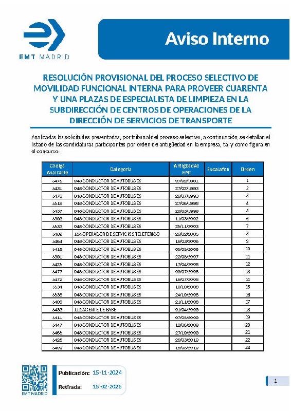 ***👉*** Publicada la información referente a …