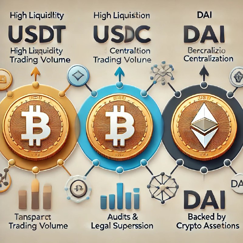 آشنایی با سه استیبیل کوین USDT,USDC,DAI …