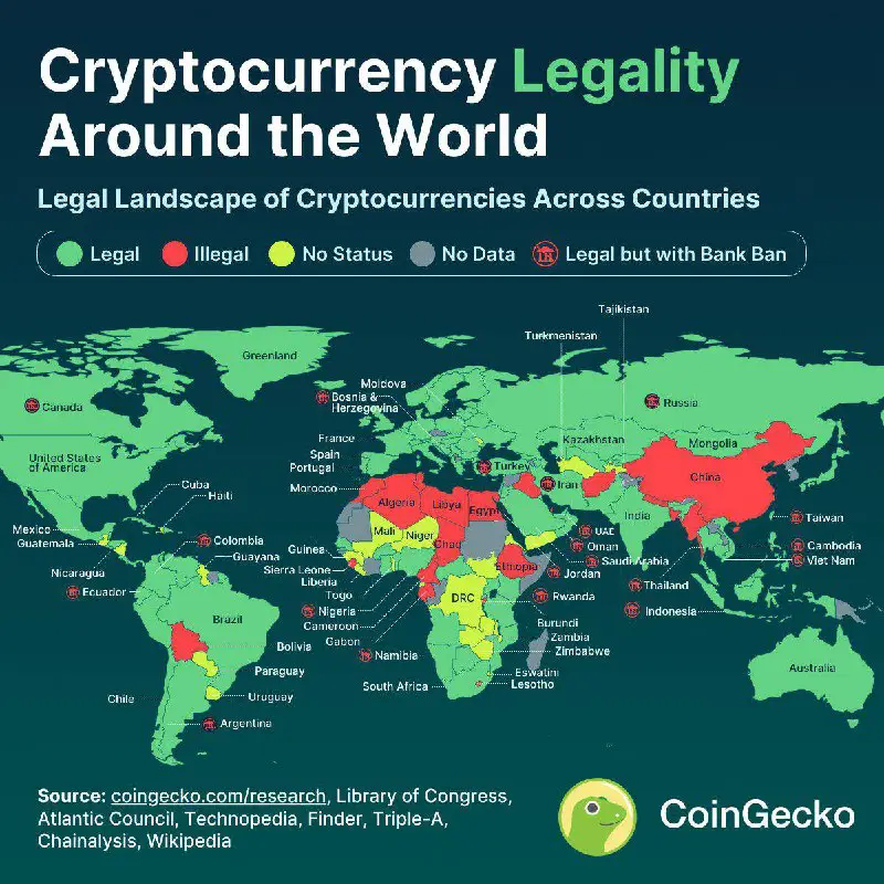*****🪙*******Больше половины стран мира легализовали криптовалюты.**