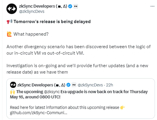 **Tomorrow's release of new zkSync update …