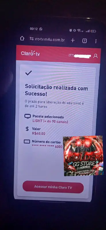 Recarga CLARO TV com GG da …