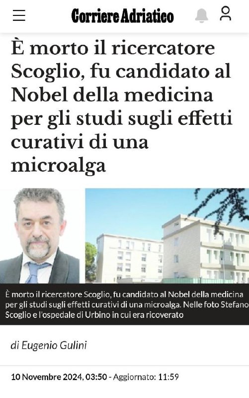 **Muore il Dott. Stefano Scoglio, ricercatore …