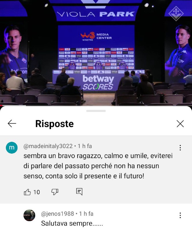 Commenti calcistici su internet senza contesto