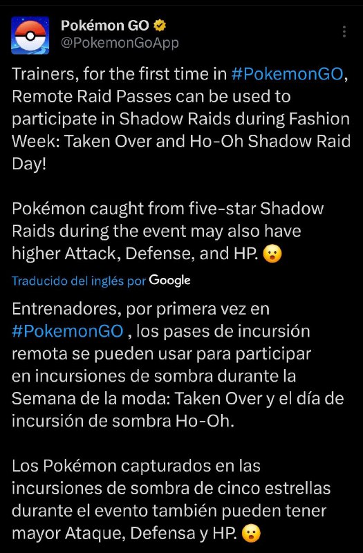 Pokémon go informa!