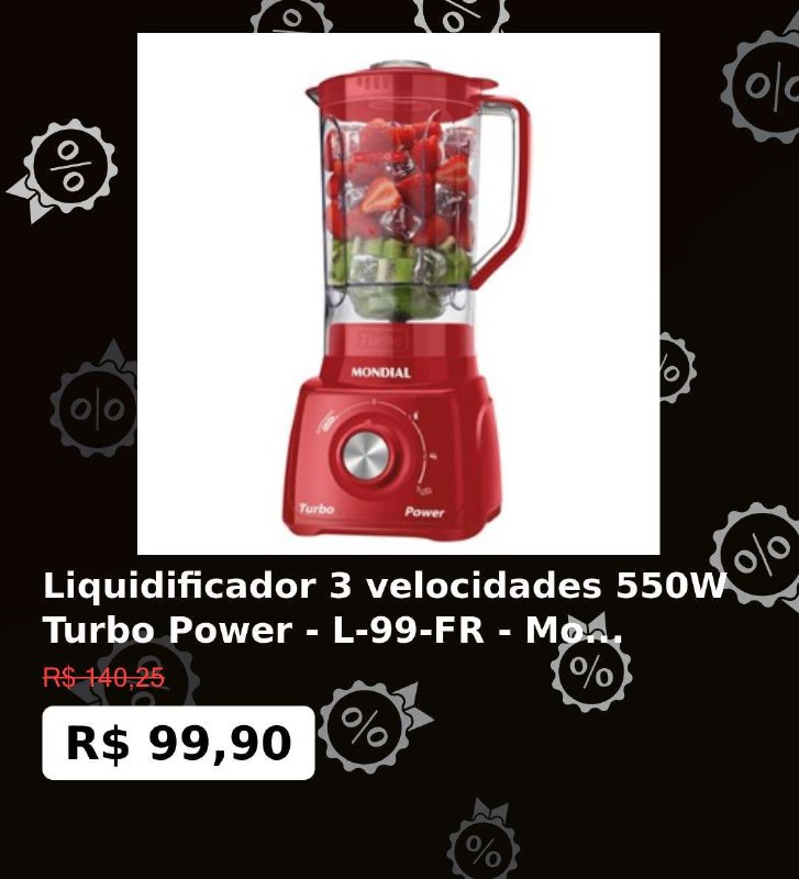 ***?️***Liquidificador 3 velocidades 550W Turbo Power …