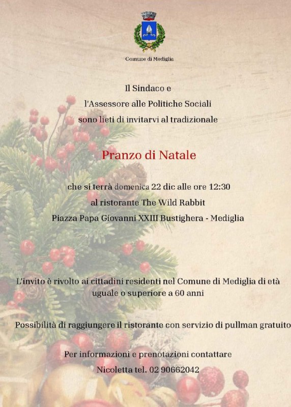 PRANZO DI NATALE PER GLI OVER …