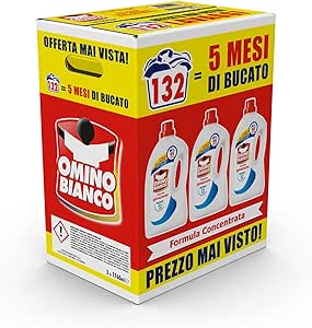 Omino Bianco - Detersivo Lavatrice Igienizzante Liquido, 132 Lavaggi