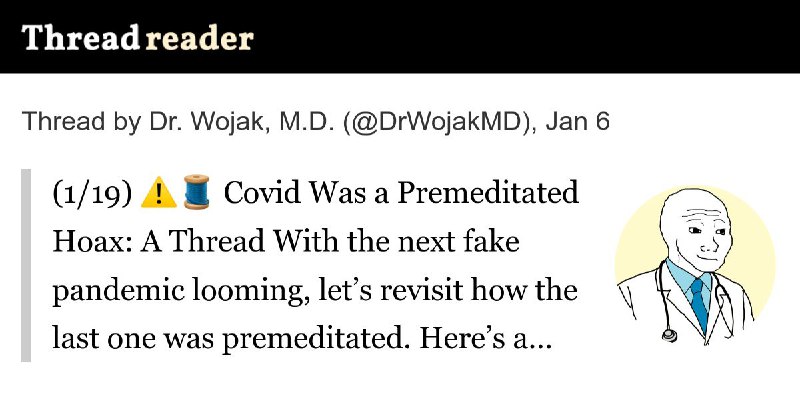 "(1/19) ***⚠️******🧵*** Covid Was a Premeditated …