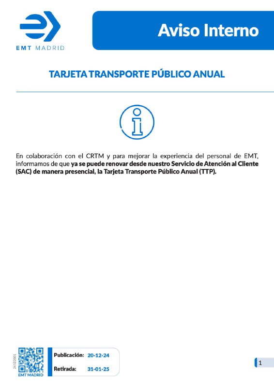 ***🔤*** Aviso Interno: **tarjeta transporte público …