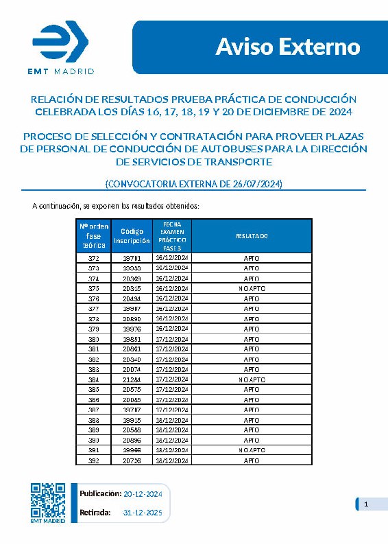 ***👉*** Publicada la información referente a …