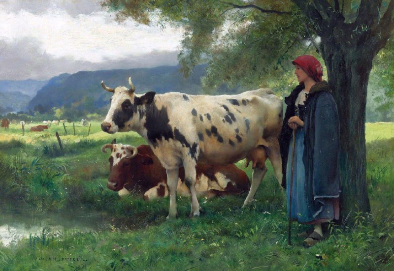"Peasant Woman with Cows"