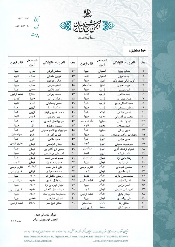 انجمن خوشنویسان قزوین