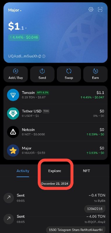 Mytonwallet App ካላችሁ አሁኑኑ ገብታችሁ ከላይ …