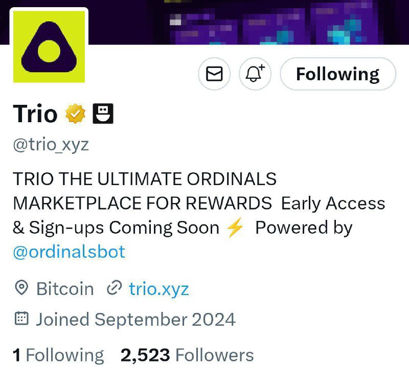 **TRIO Airdrop By OrdinalsBot