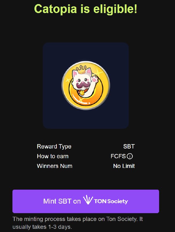 Получаем новую SBT от [Tbook](https://t.me/tbook_incentive_bot/tbook?startapp=WyIxIiwiY2F0b3BpYSIsIjY5NTk1NzEwMjQ4NDUzMCJd)