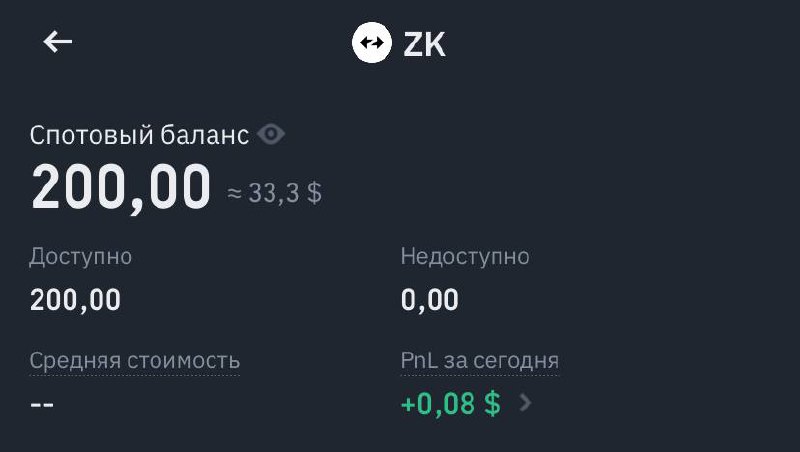 Там Binance начислили 200 $ZK