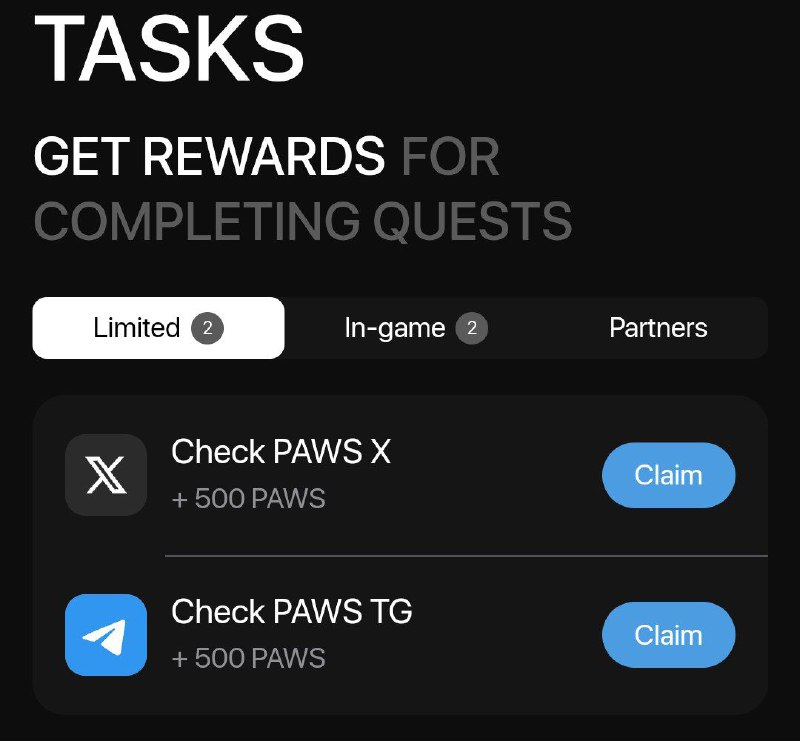 **PAWS ***?*** New Task Added**