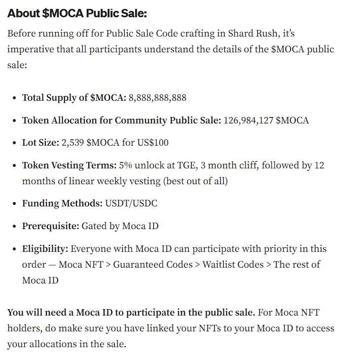 **Mocaverse has announced its public sale …